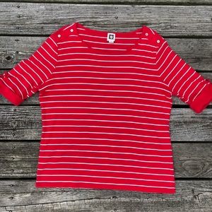 Anne Klein Red Striped Top
